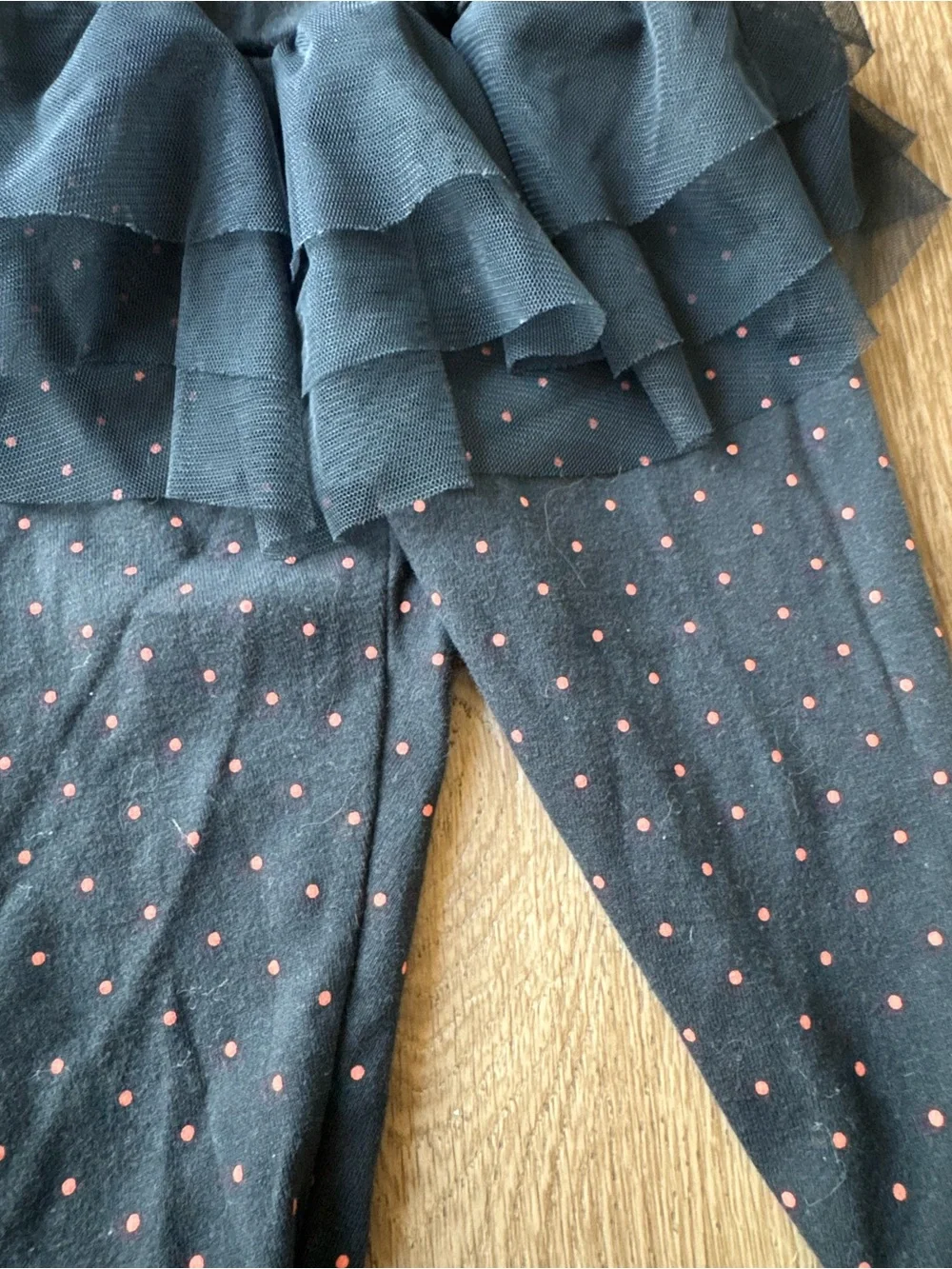 Carter's Black Leggings with Orange Polka Dot Tulle Skirt